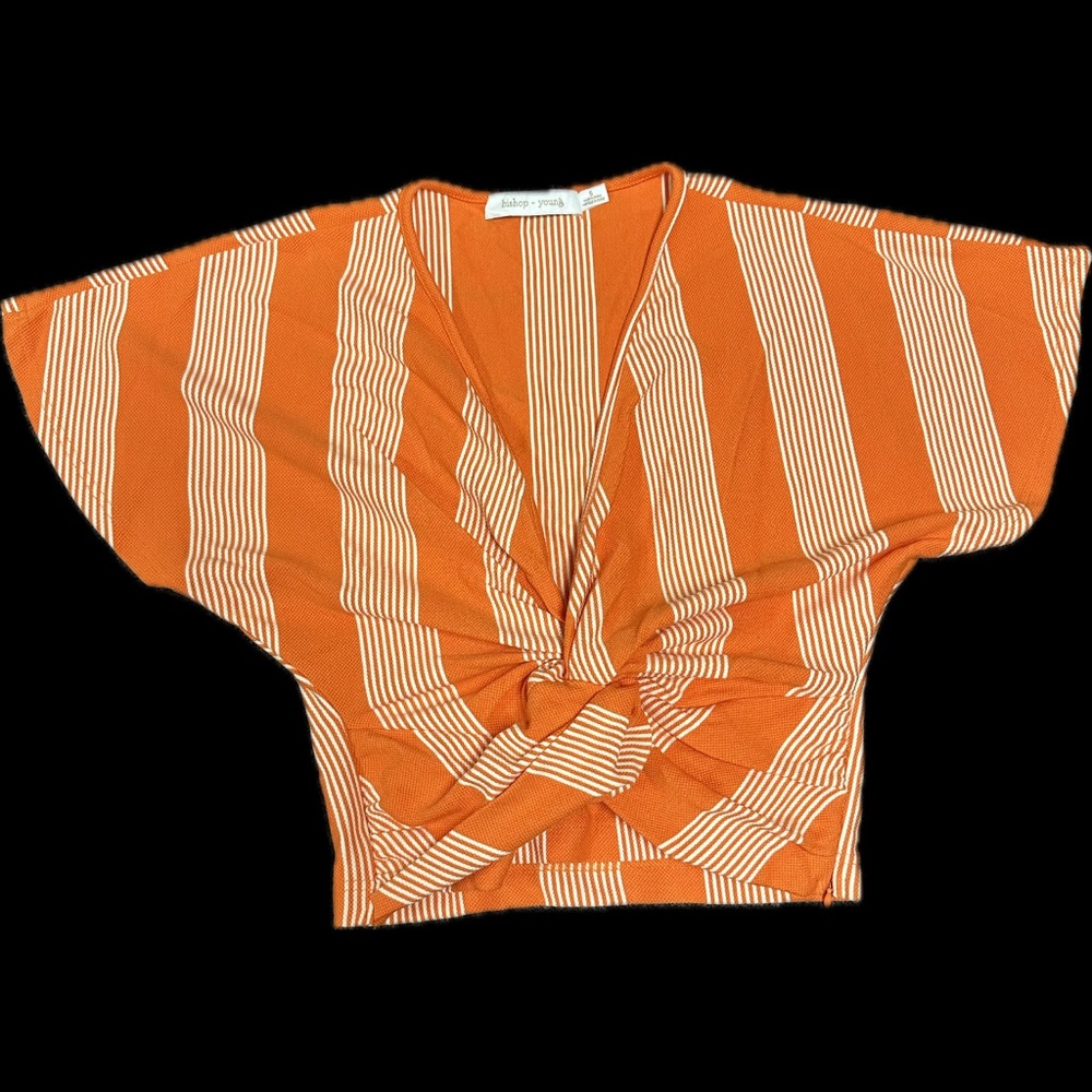 bishop + young Orange and White Striped Blouse